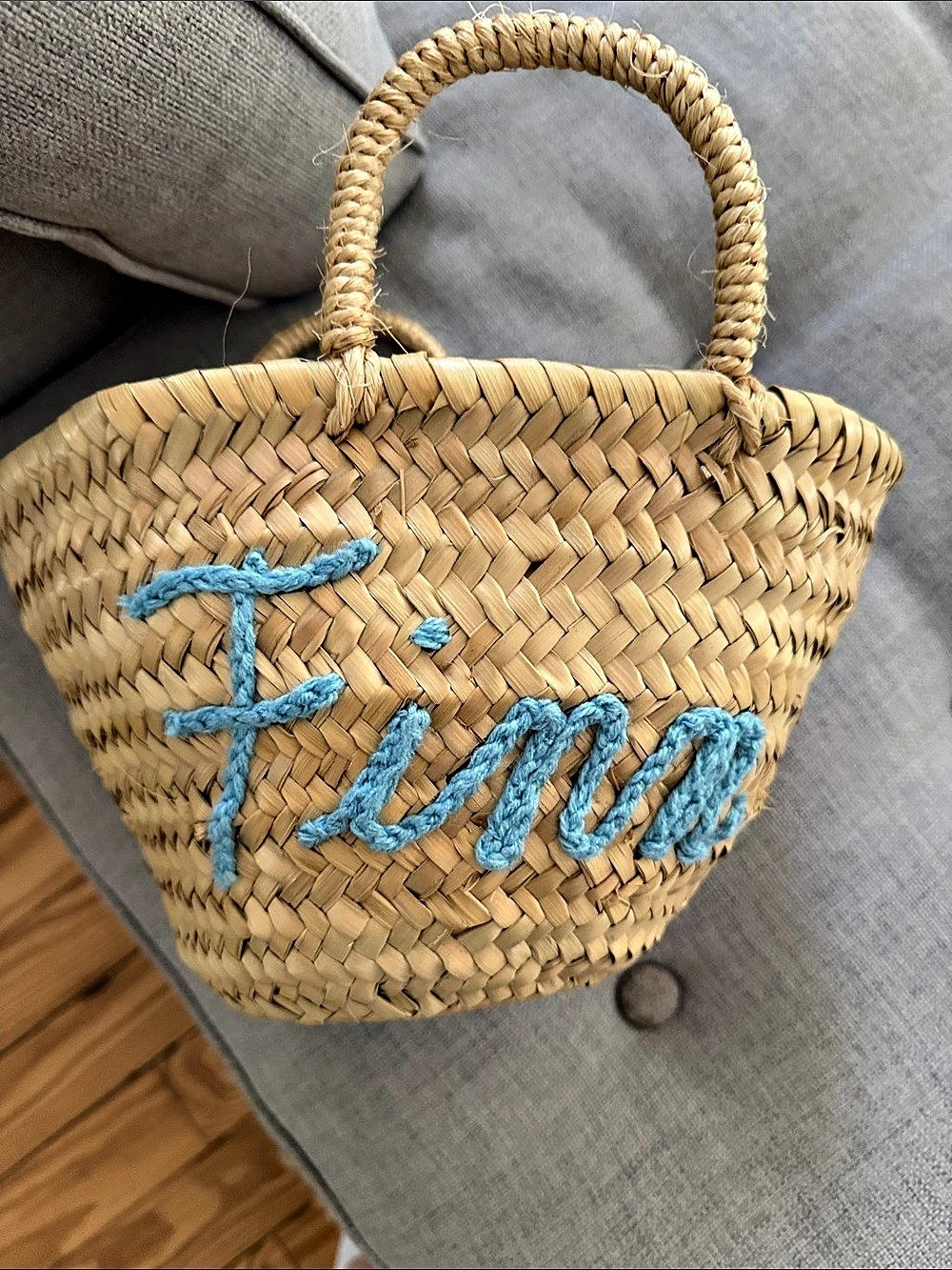 Woven Tote with Finn Inscription